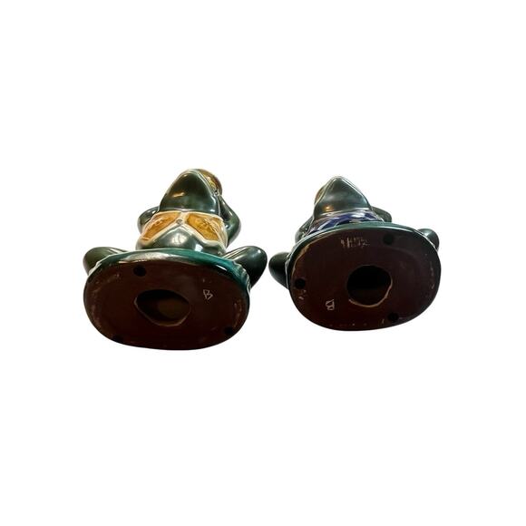 Frog Ceramic Candle Stick Figurines Set 2 Boy Girl Glazed Vintage - Picture 8 of 11